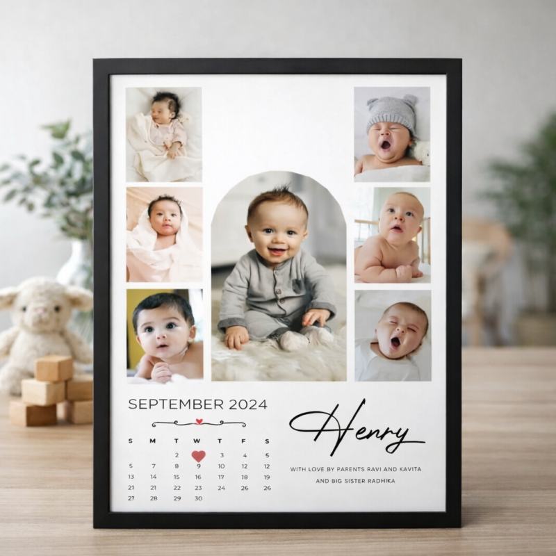 Custom Baby Photo Collage Frame – Newborn Memories Keepsake B1