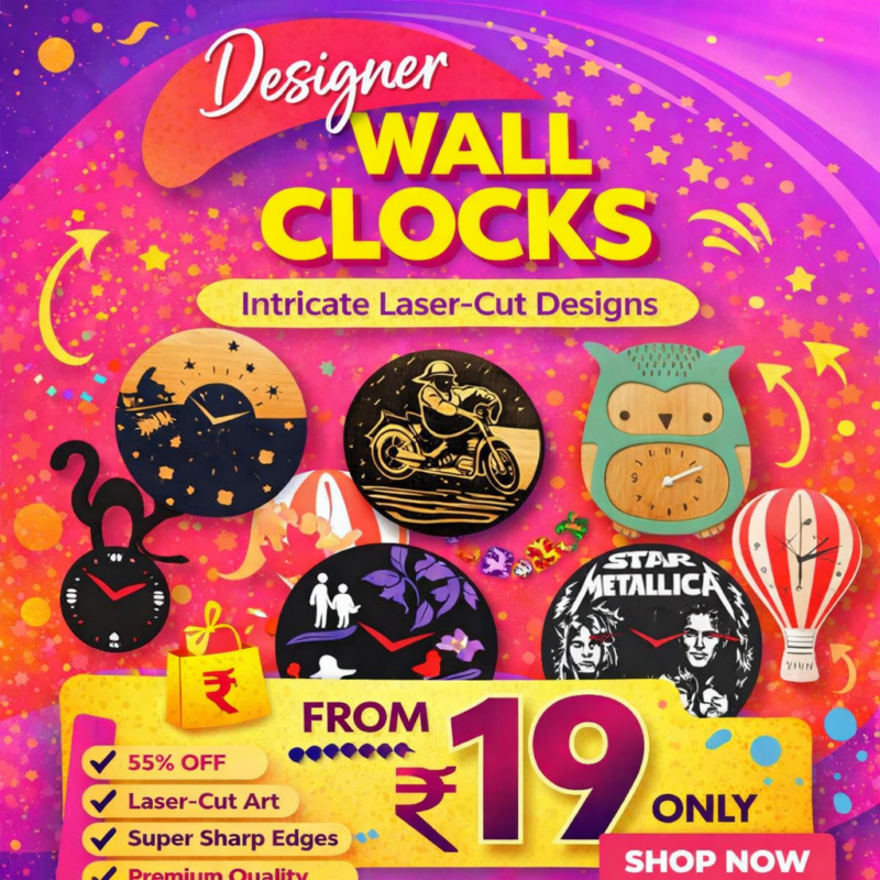 Laser Cut Clock Bundle – 50+ Designs (SVG, DXF, AI) | Start Your Clock Business
