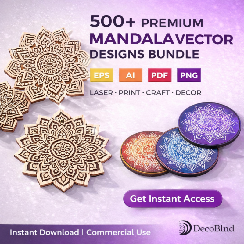 500+ Premium Mandala Vector Designs Bundle | EPS, AI, PNG, PDF | Laser Cutting, Printing, Craft & Decor Files | Instant Download